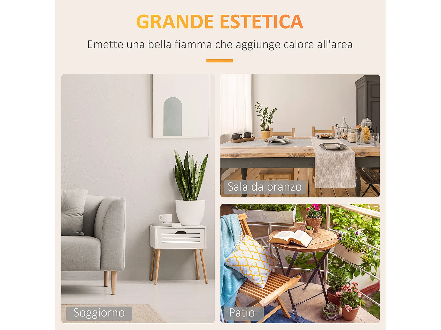 Camino bioetanolo in metallo 3h combustione serbatoio 1.5l nero