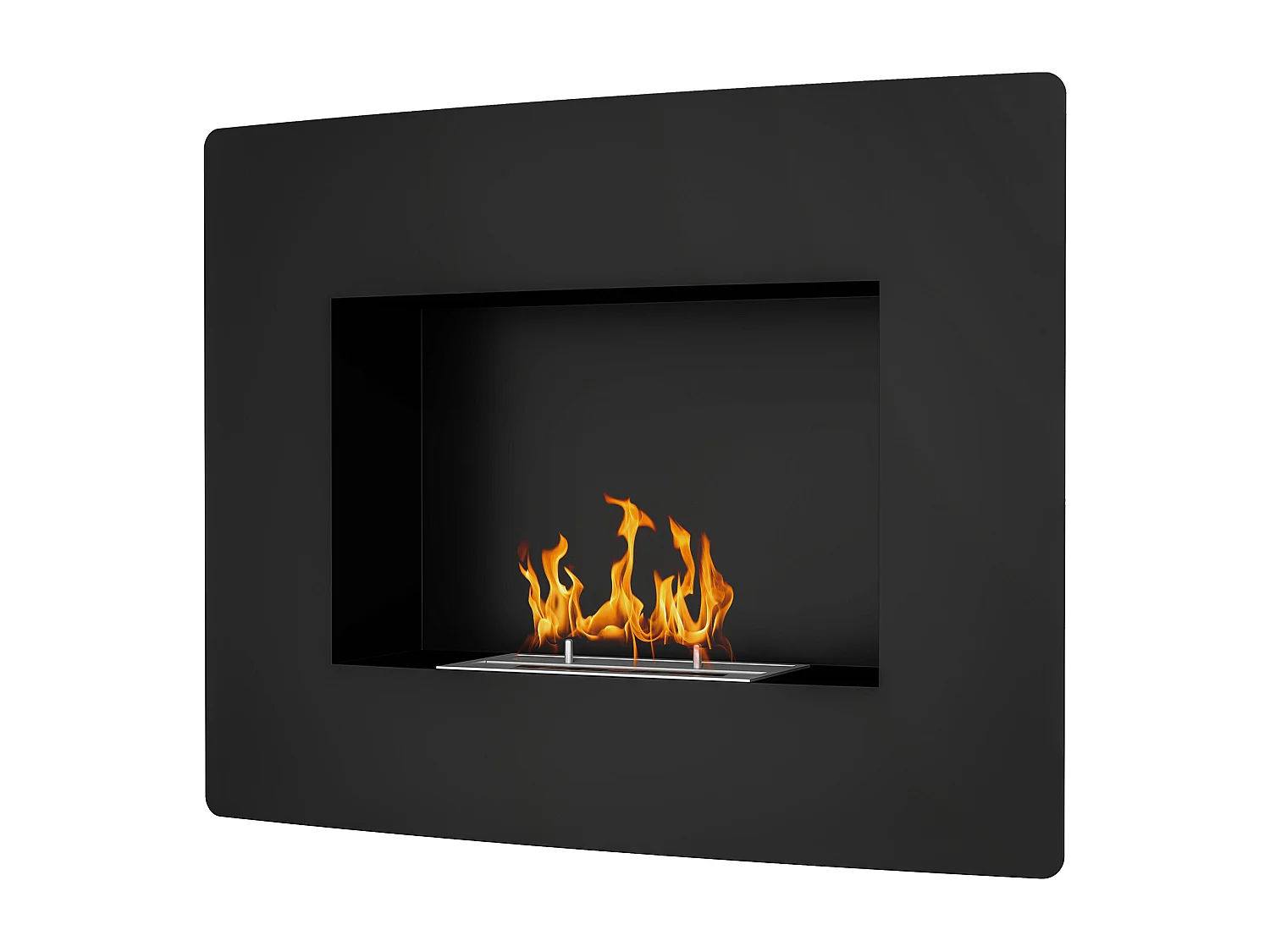 Caminetto a etanolo da incasso capacità 0.9 litri in acciaio nero