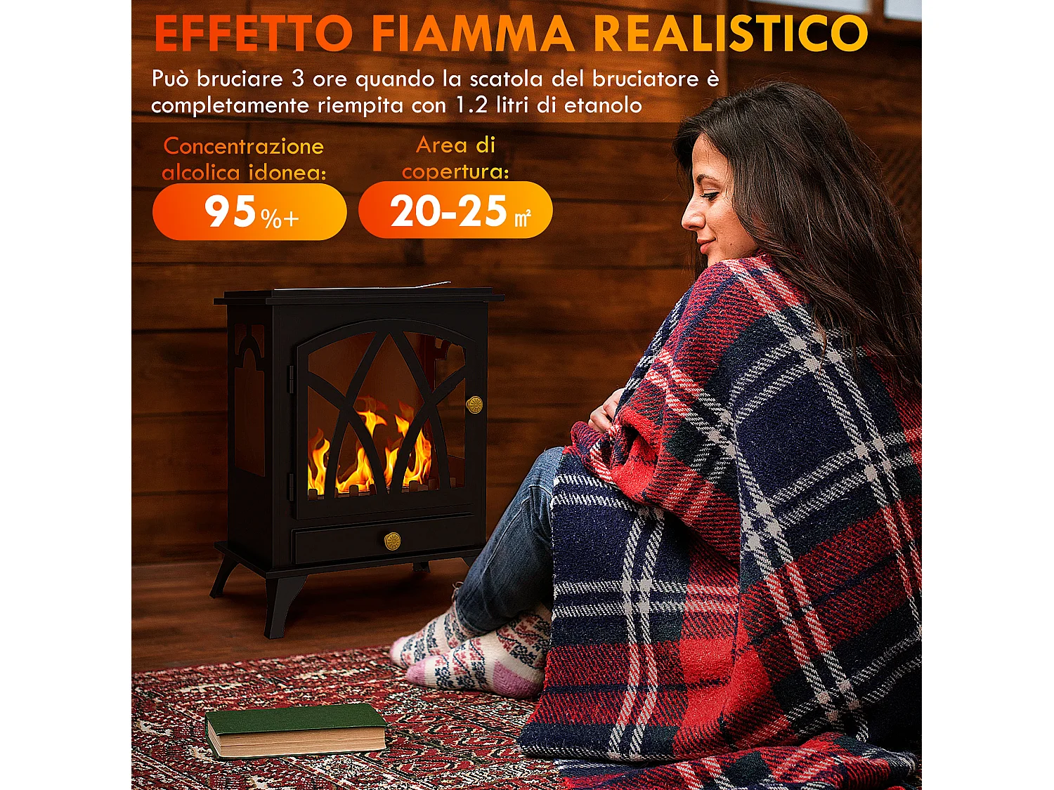 Camino a bioetanolo da terra bruciatore da 1.2l copertura 25㎡