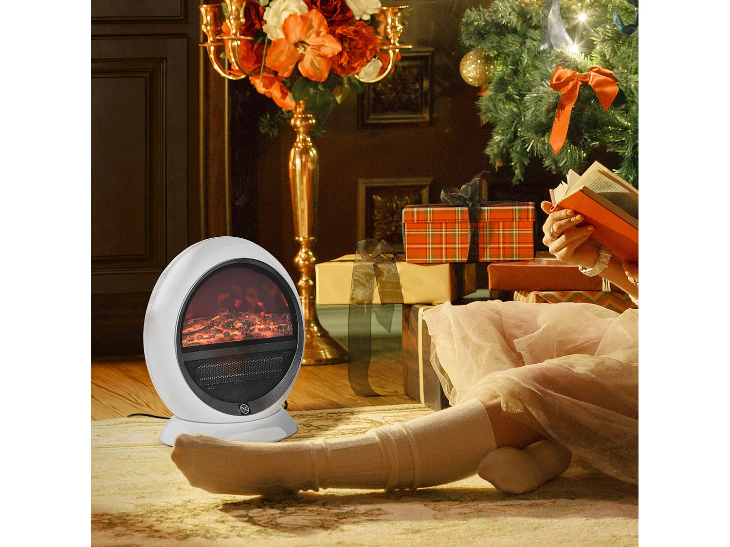 Camino elettrico portatile con effetto fiamma potenza 1500w