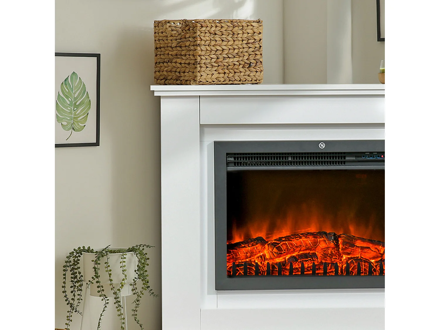 Camino elettrico effetto fiamma con timer e telecomando