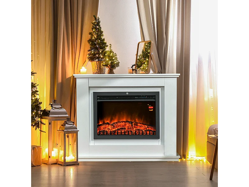 Camino elettrico effetto fiamma con timer e telecomando