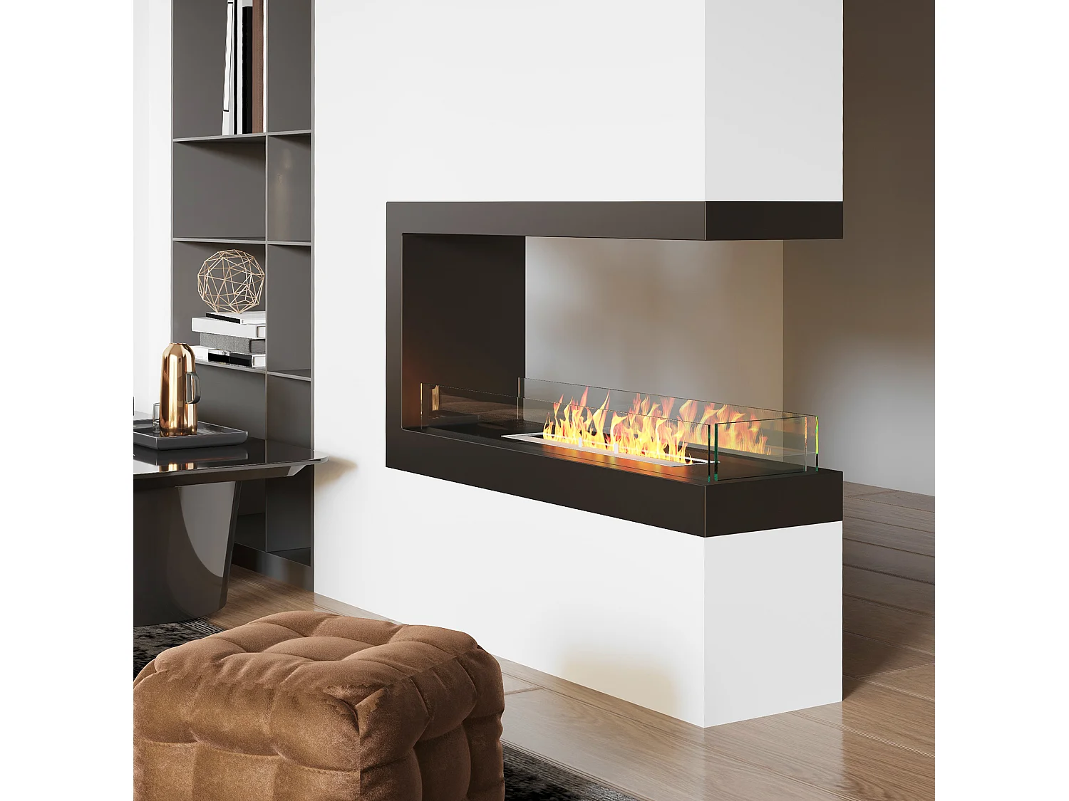 Camino bioetanolo a 3 lati con bruciatore 2.4l e durata 4 ore