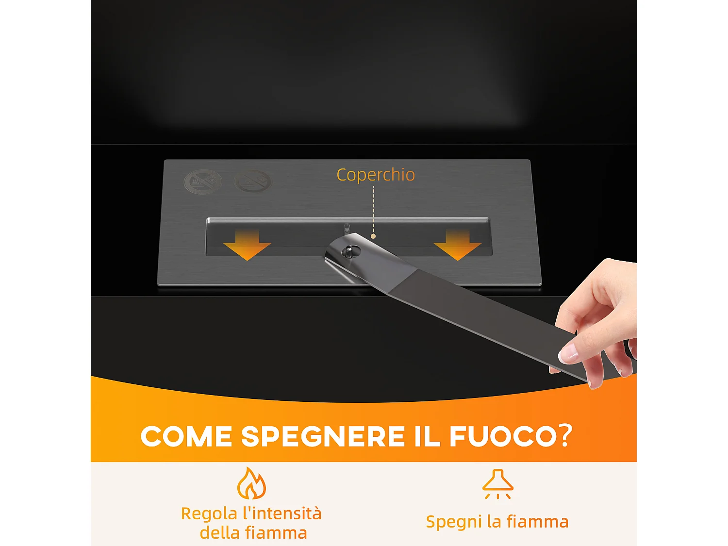 Camino a bioetanolo a incasso da 0.9l in acciaio inox nero e argento
