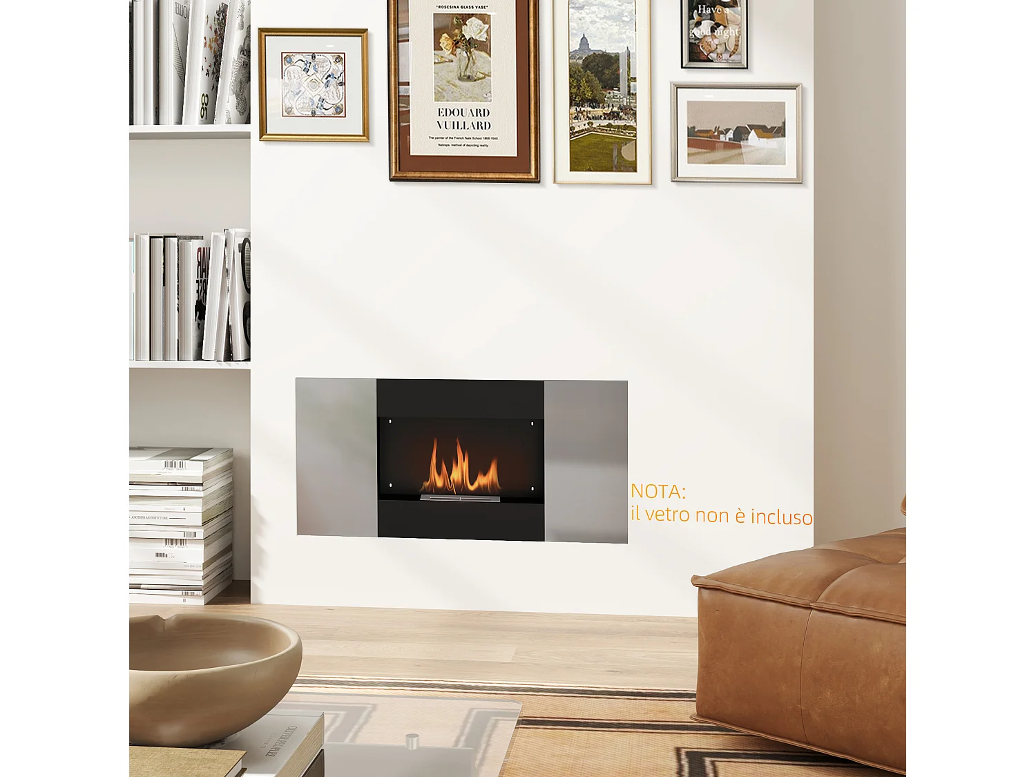 Camino a bioetanolo a incasso da 0.9l in acciaio inox nero e argento