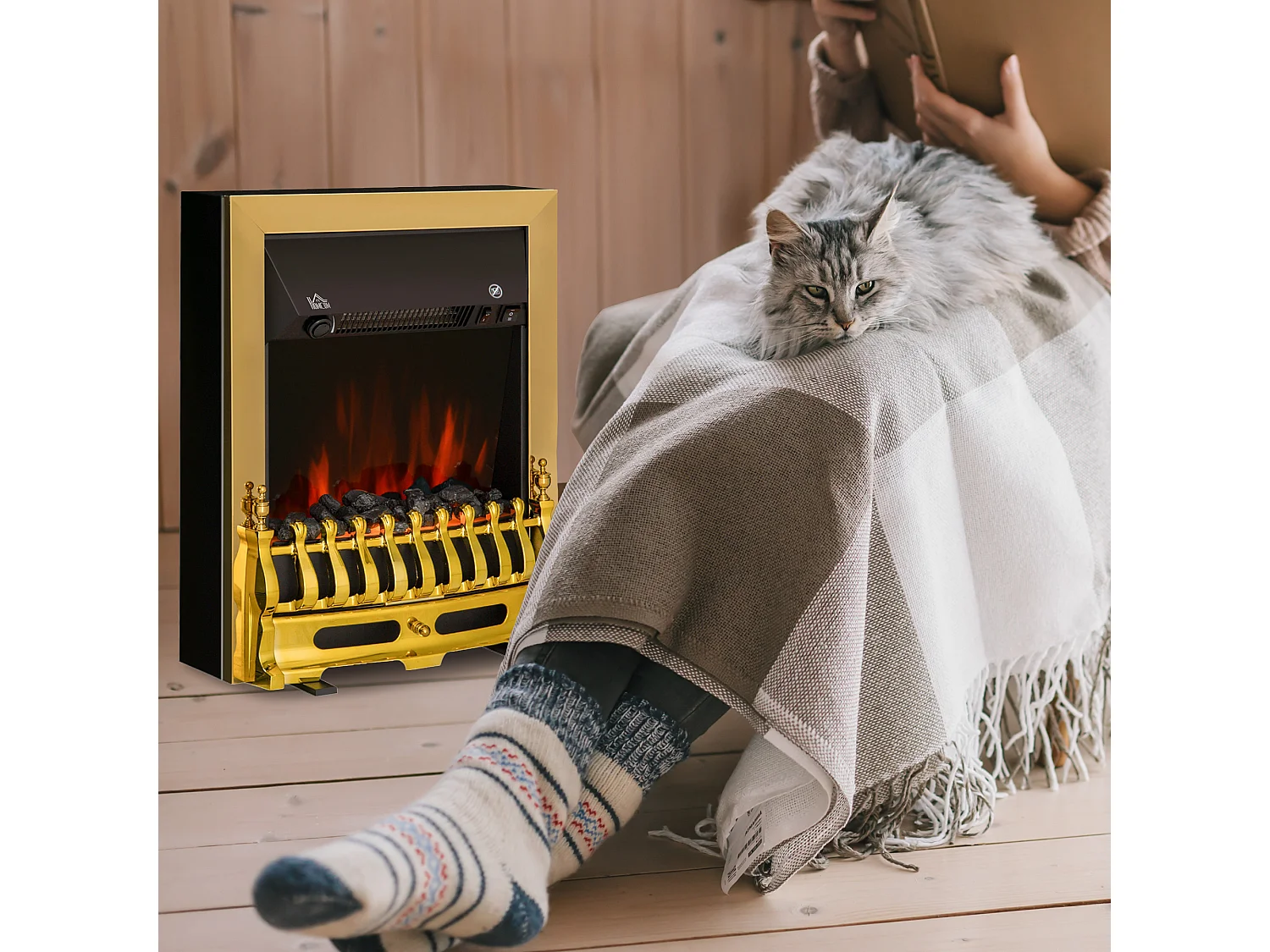 Camino elettrico da incasso o a terra effetto fiamma 1000w/2000w