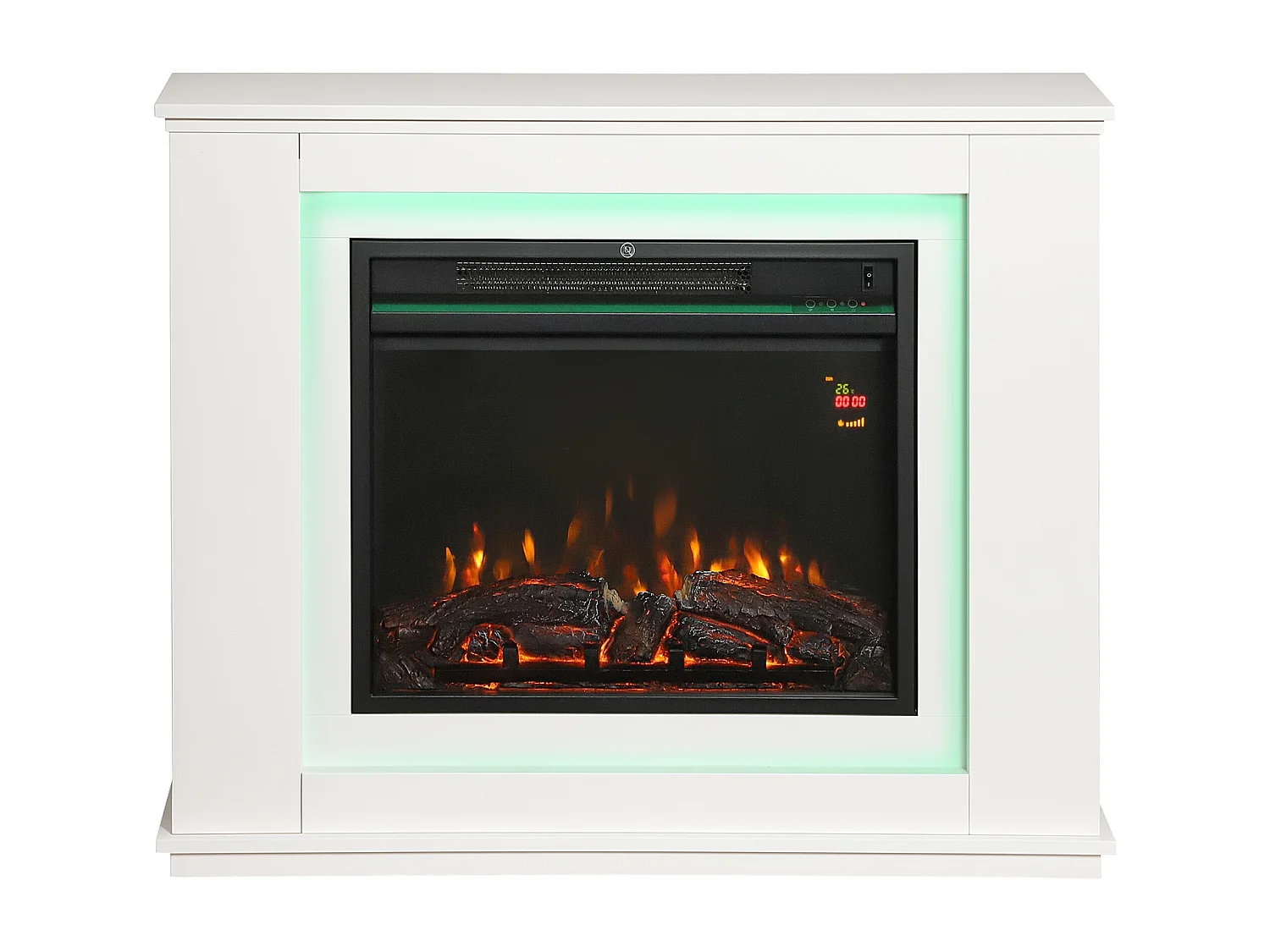 Camino elettrico con fiamma a 12 colori e 5 luminosità 98x25x80 cm