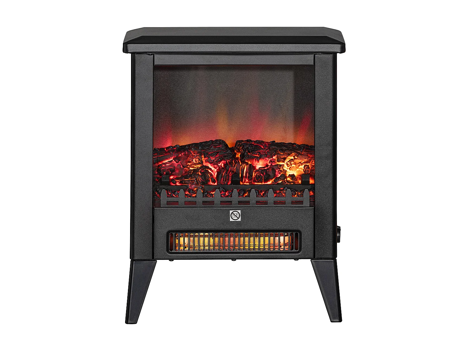 Caminetto elettrico da 1800w con effetto fiamma a 3 intensità nero