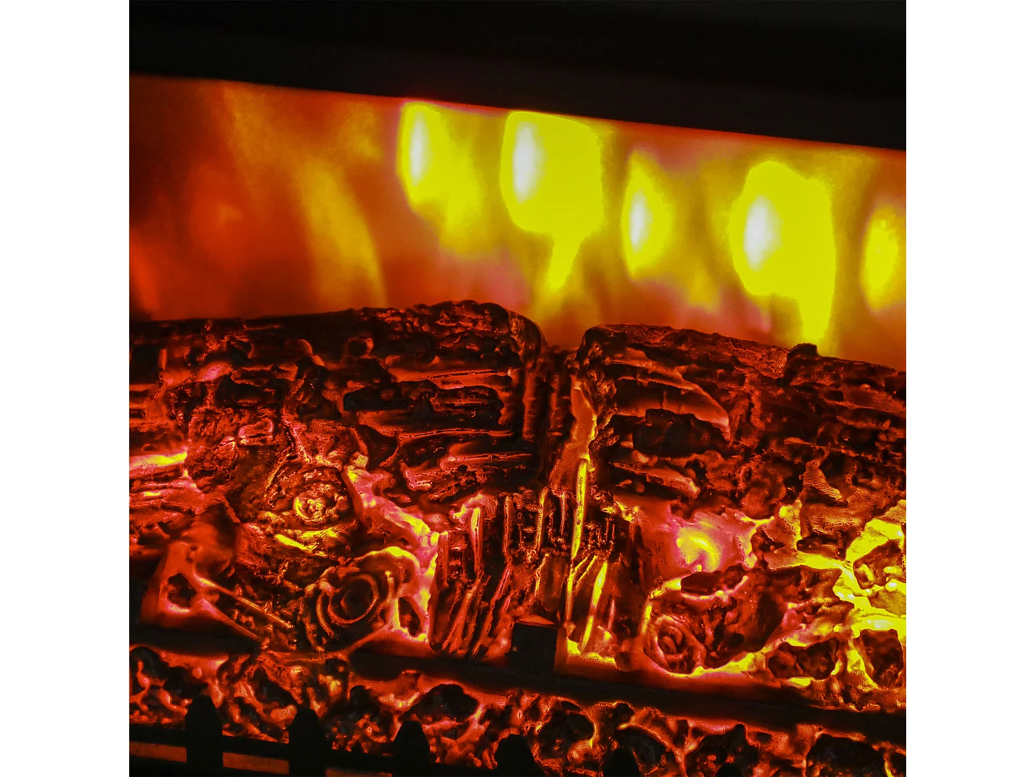 Caminetto elettrico da 1800w con effetto fiamma a 3 intensità nero