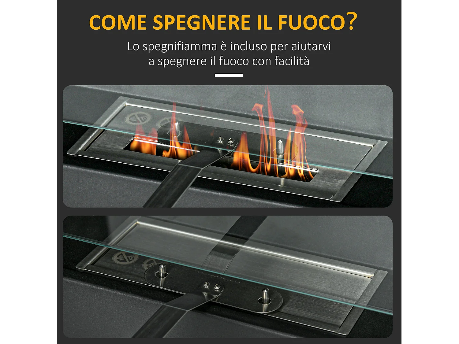 Camino bioetanolo a incasso con 2 bruciatori 0.85 litri durata 3 ore