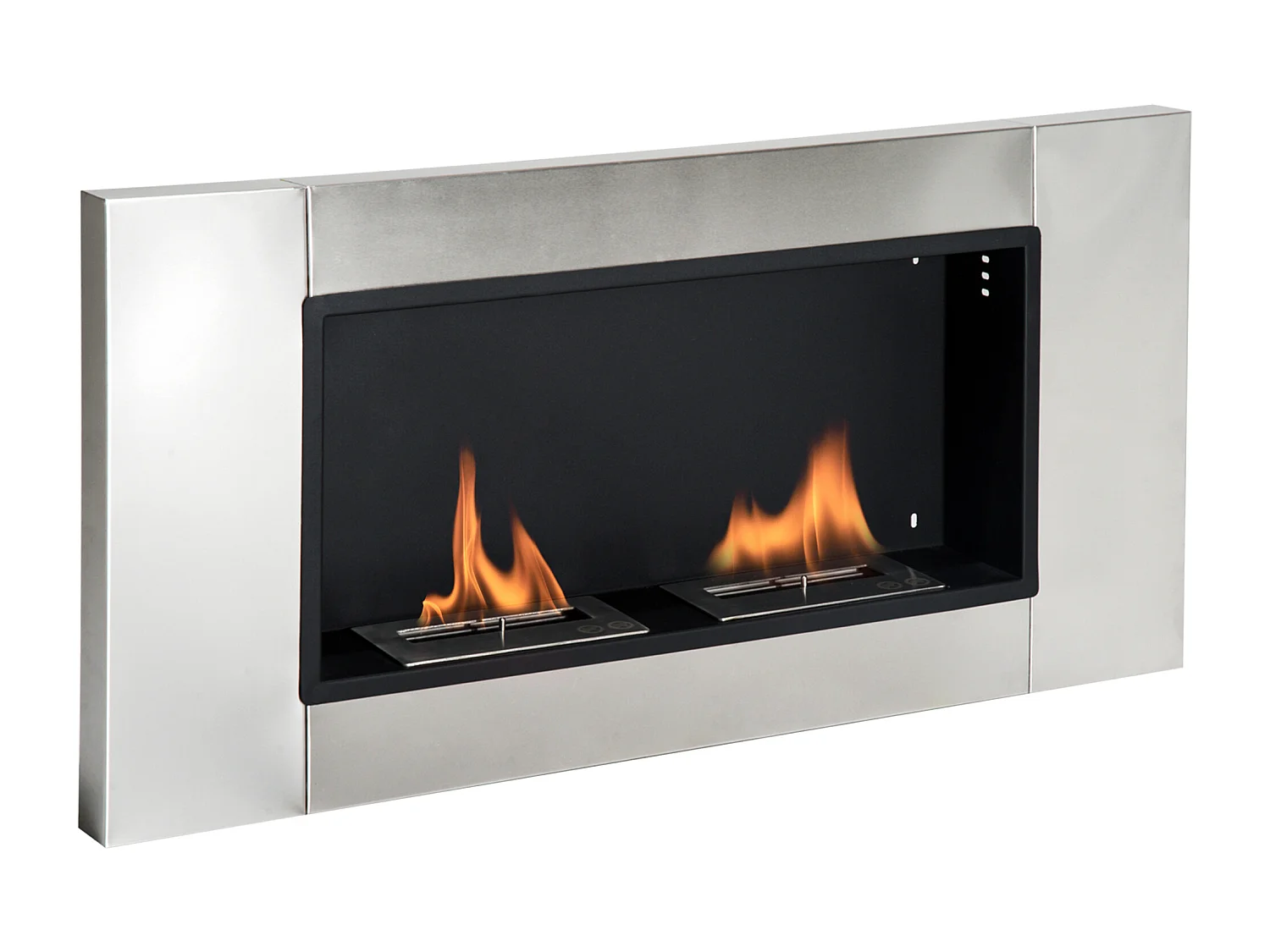 Camino a bioetanolo da parete 4400W con 2 bruciatori in acciaio inox