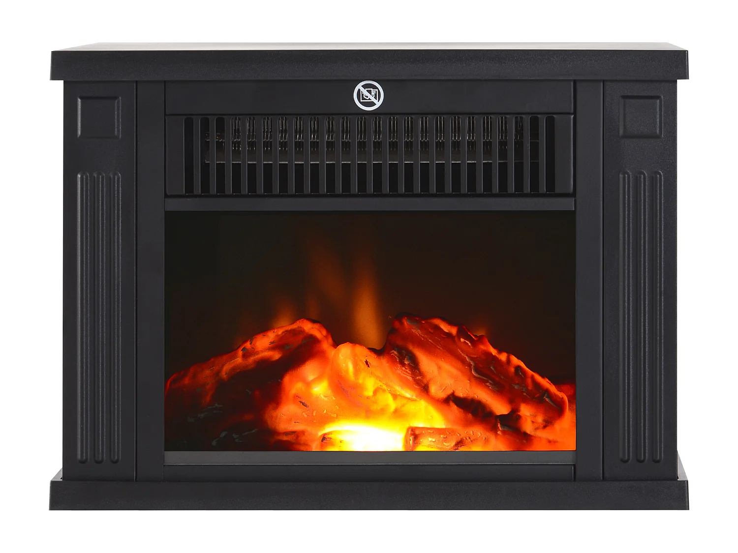 Camino elettrico da terra con effetto fiamma in plastica e vetro