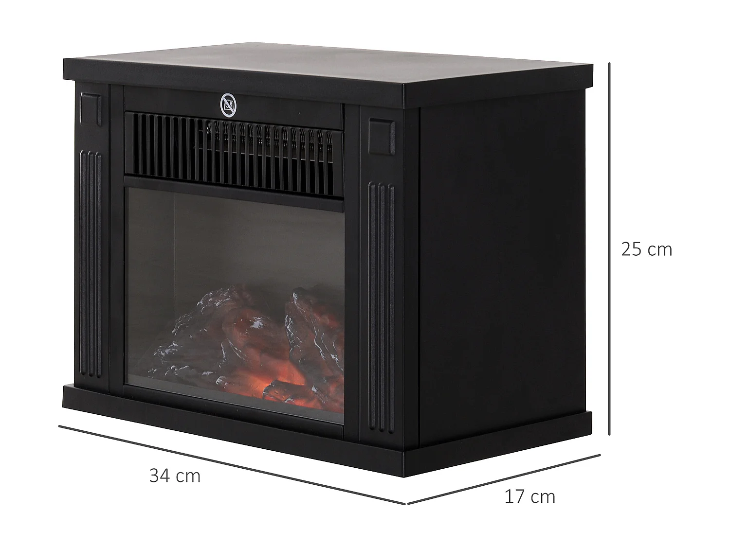Camino elettrico da terra con effetto fiamma in plastica e vetro