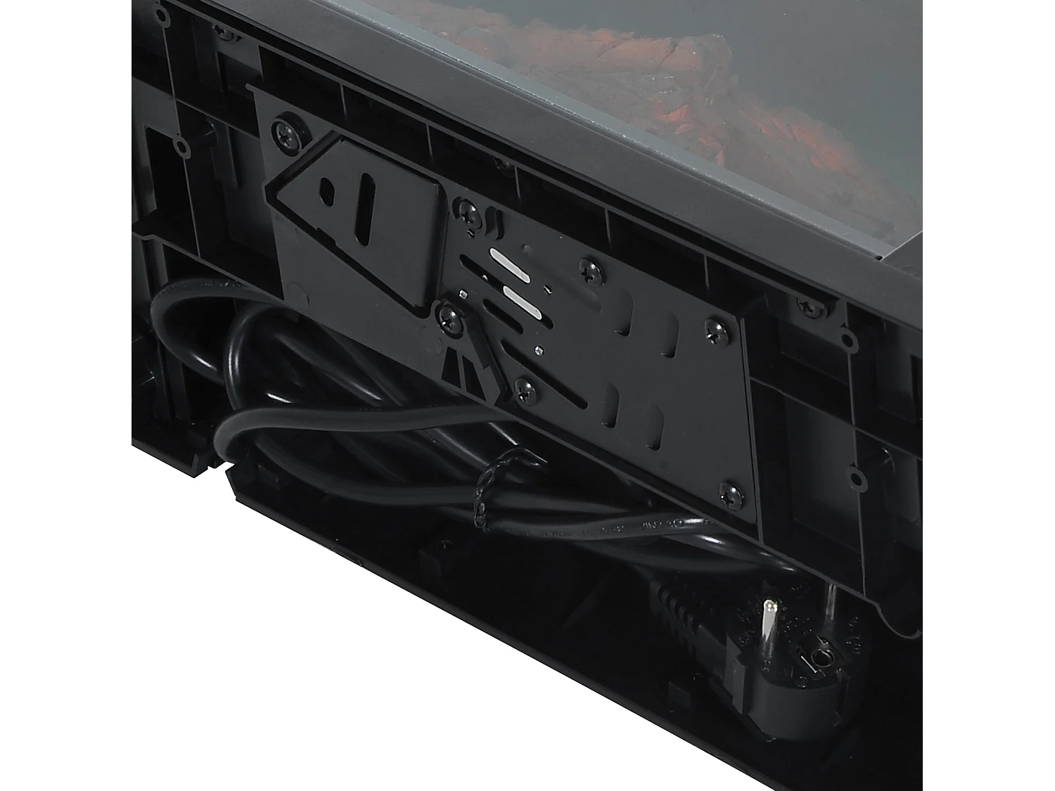 Camino elettrico da terra con effetto fiamma in plastica e vetro