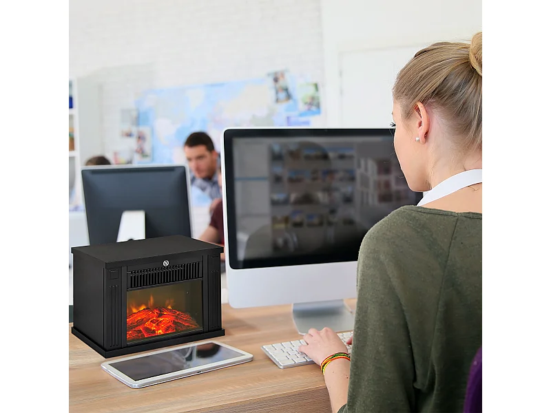 Camino elettrico da terra con effetto fiamma in plastica e vetro