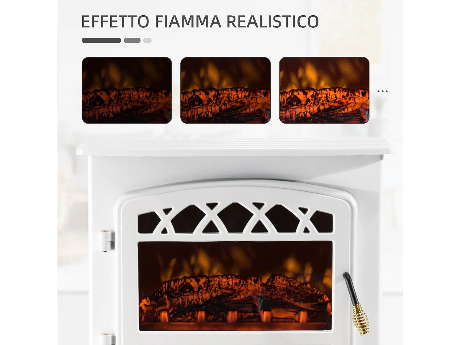 Camino elettrico con effetto fiamma regolabile bianco