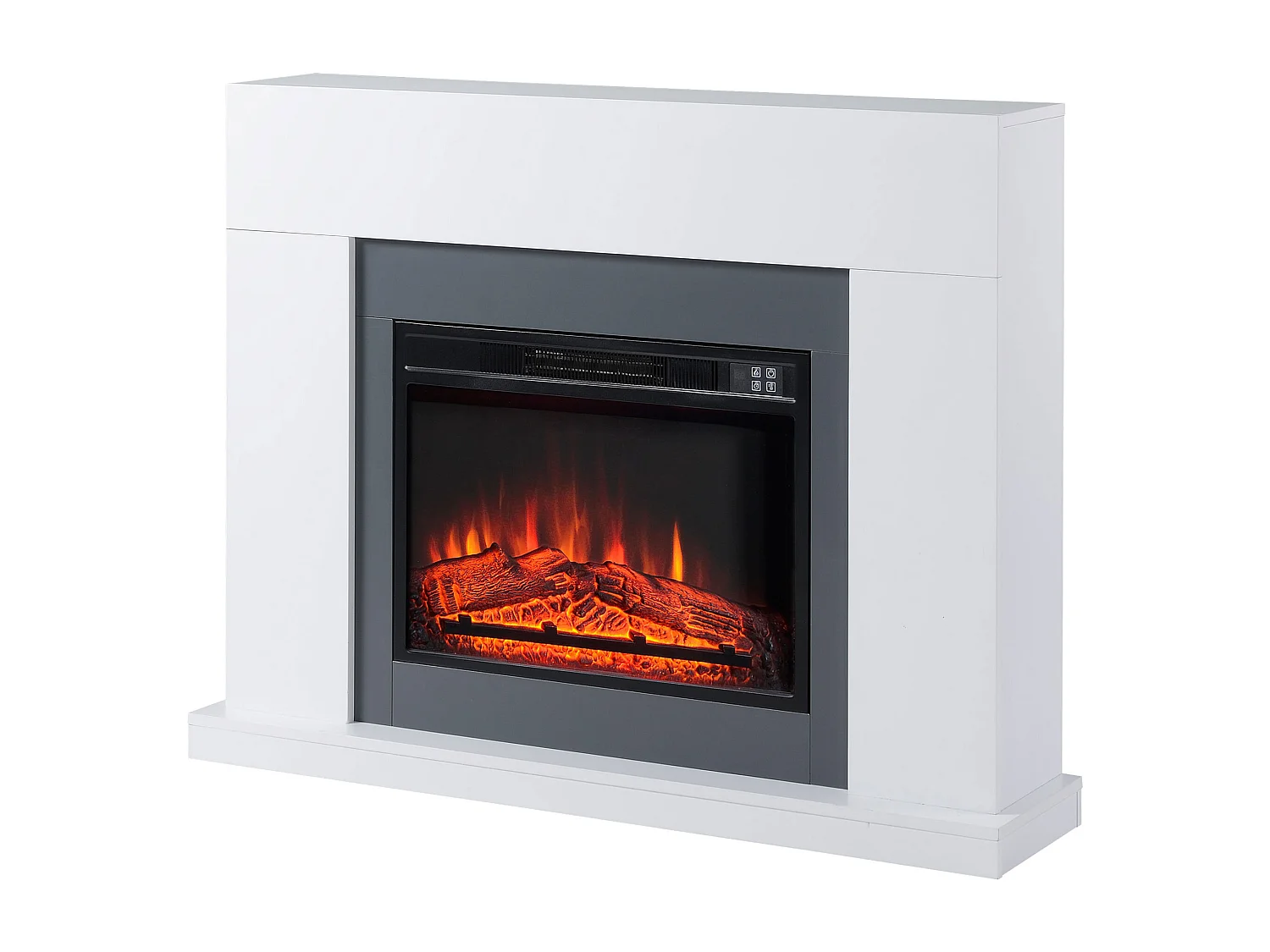 Camino elettrico a parete effetto fiamma copertura 37m² bianco