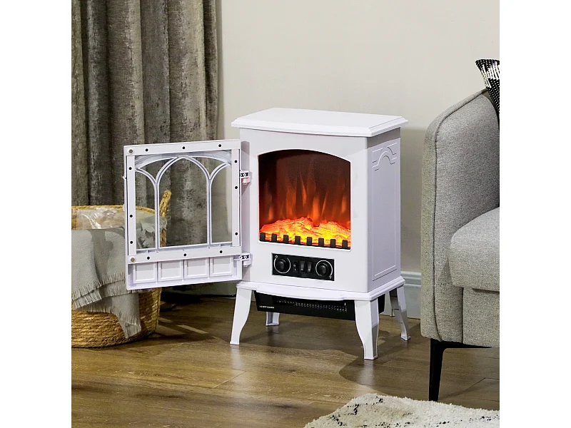 Camino elettrico da 1000W 2000W con effetto fiamma regolabile bianco