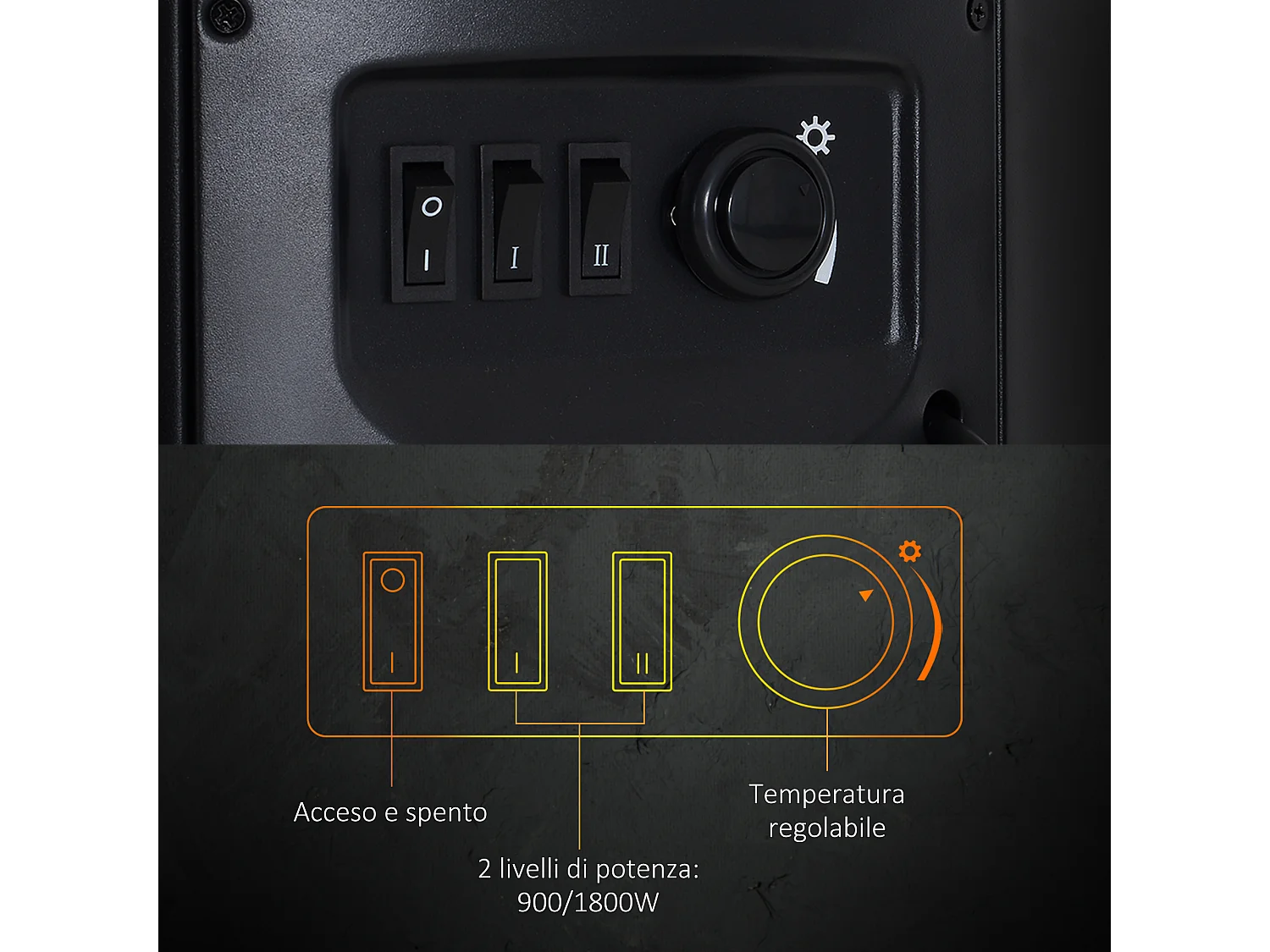 Caminetto elettrico da terra moderno con effetto fiamma