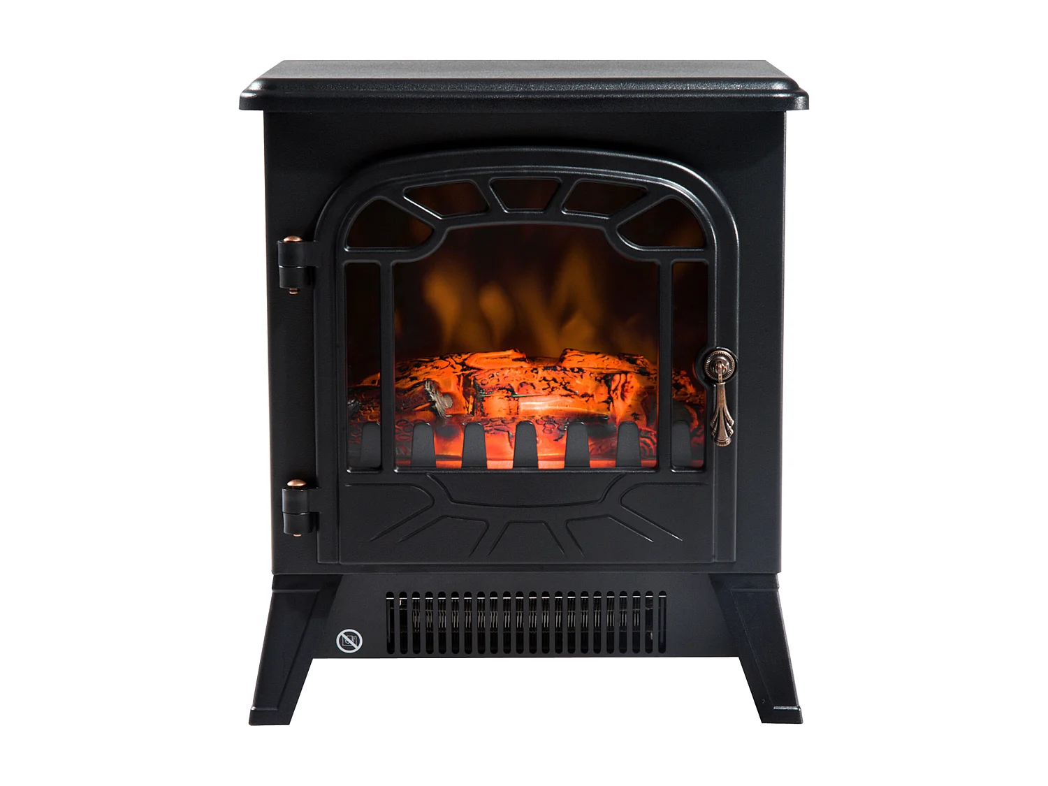 Caminetto elettrico da terra con effetto fiamma moderno nero