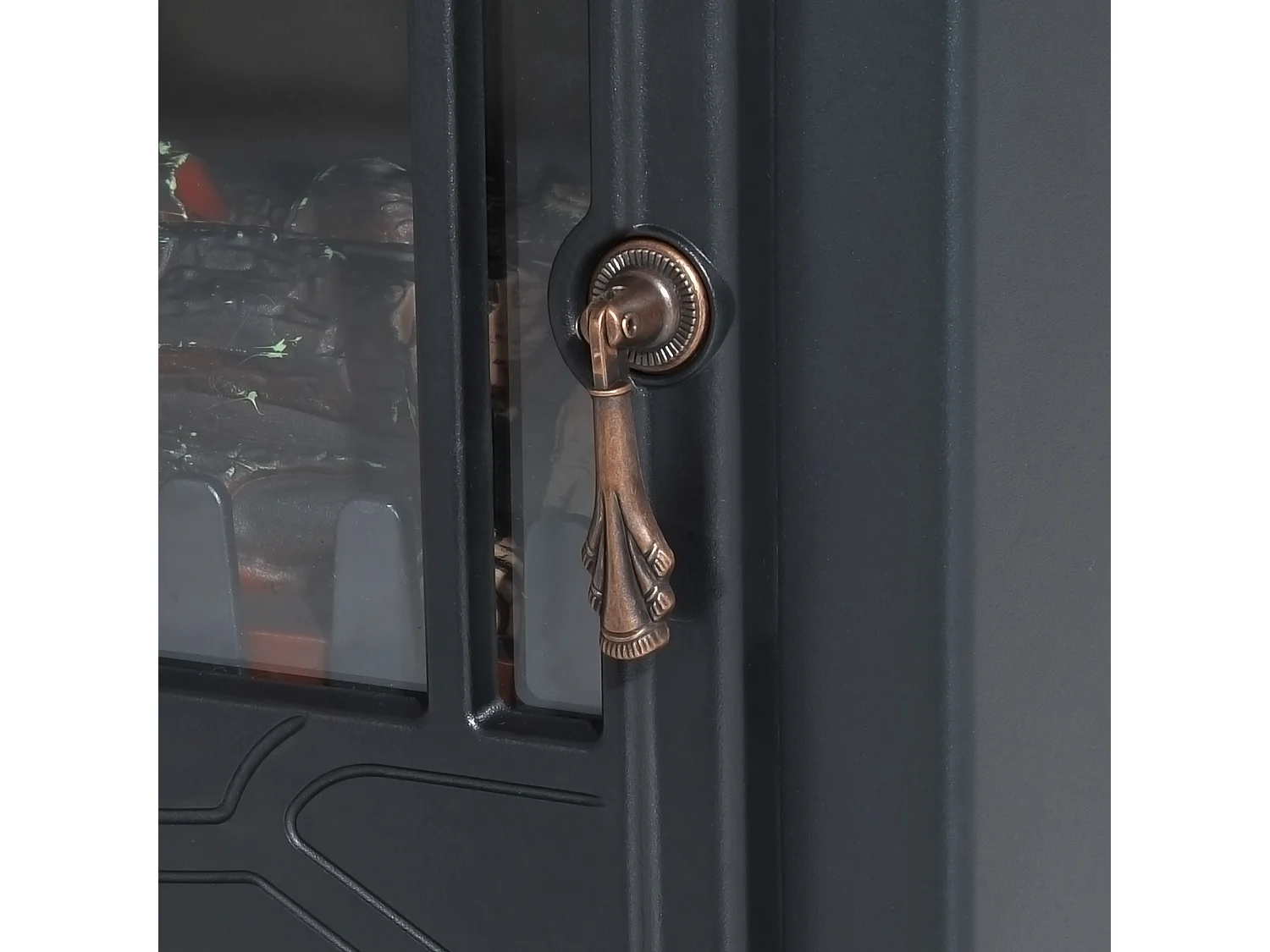 Caminetto elettrico da terra con effetto fiamma moderno nero