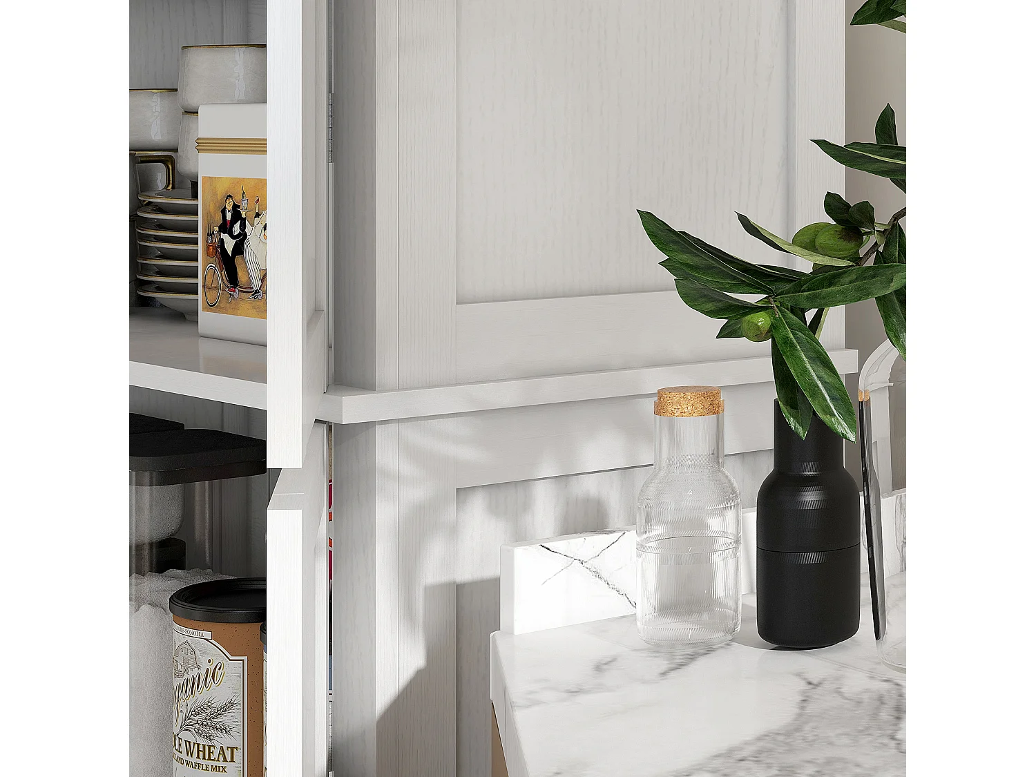 Mobile dispensa da cucina con 6 ripiani e 2 ante 76x40.5x184cm bianco