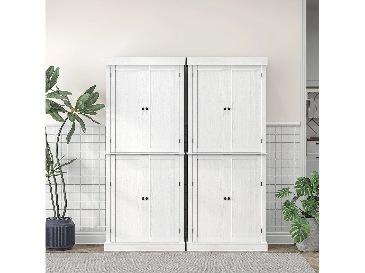 Mobile dispensa da cucina con 6 ripiani e 2 ante 76x40.5x184cm bianco