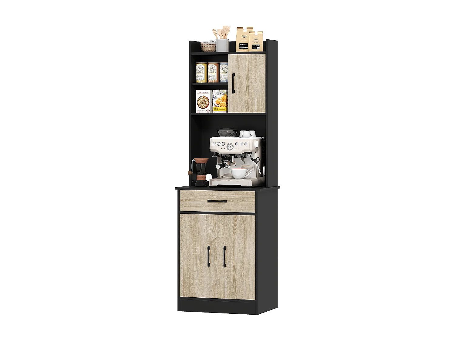 Credenza cucina 180 cm mobile dispensa con foro passacavi e piano portamicroonde