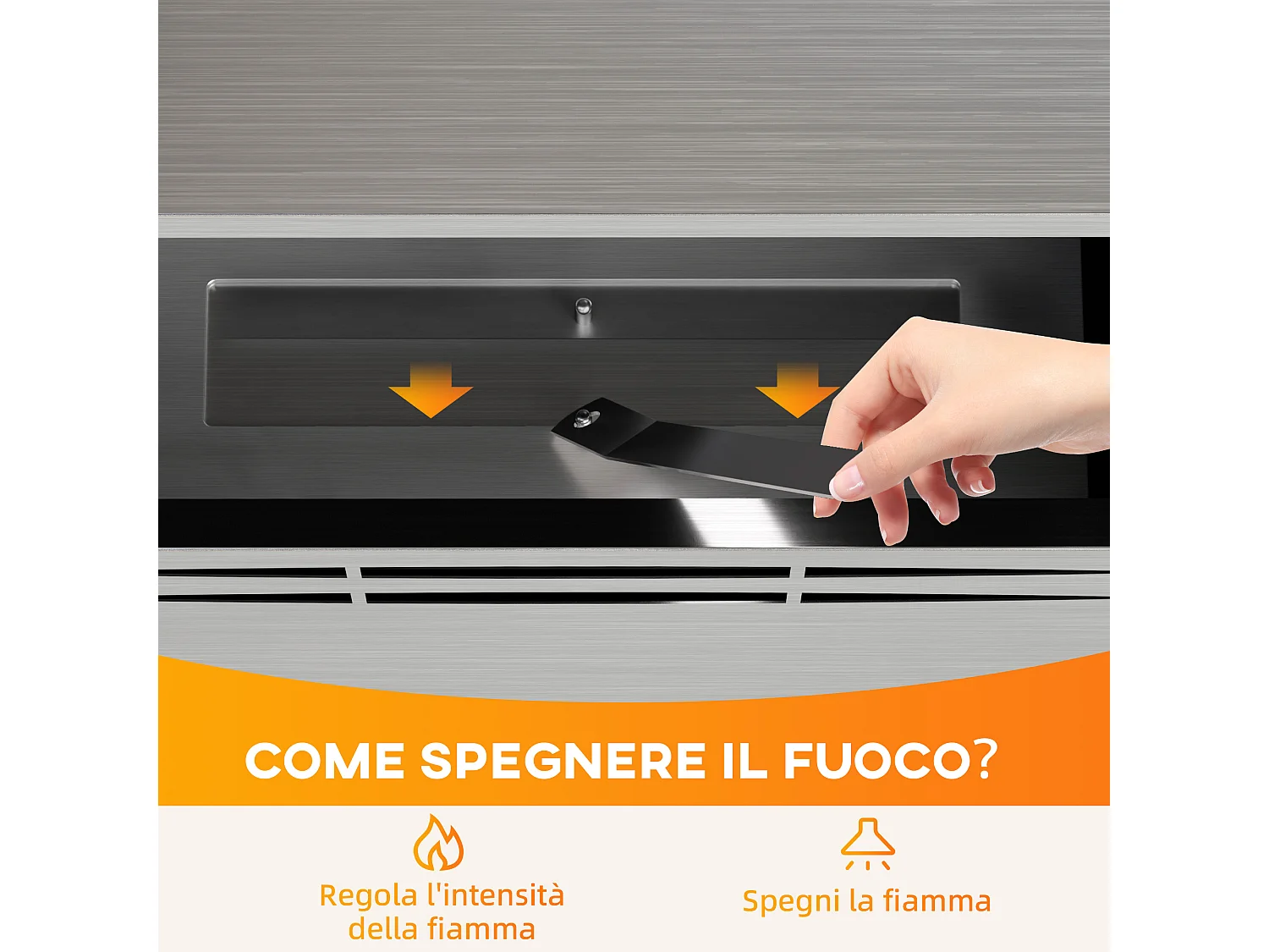 Camino a bioetanolo da incasso capacità 0.9 litri in acciaio argento