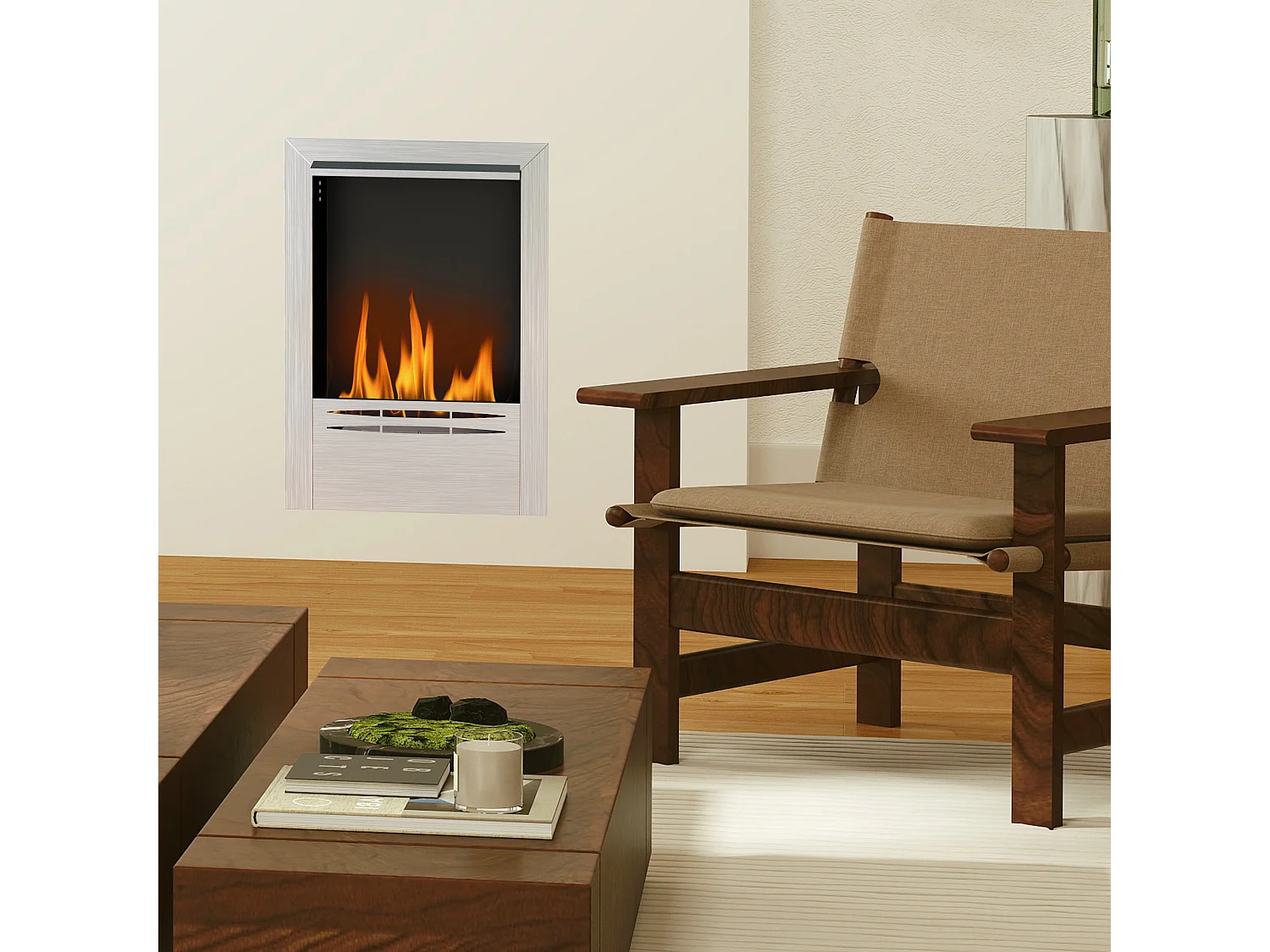 Camino a bioetanolo da incasso capacità 0.9 litri in acciaio argento