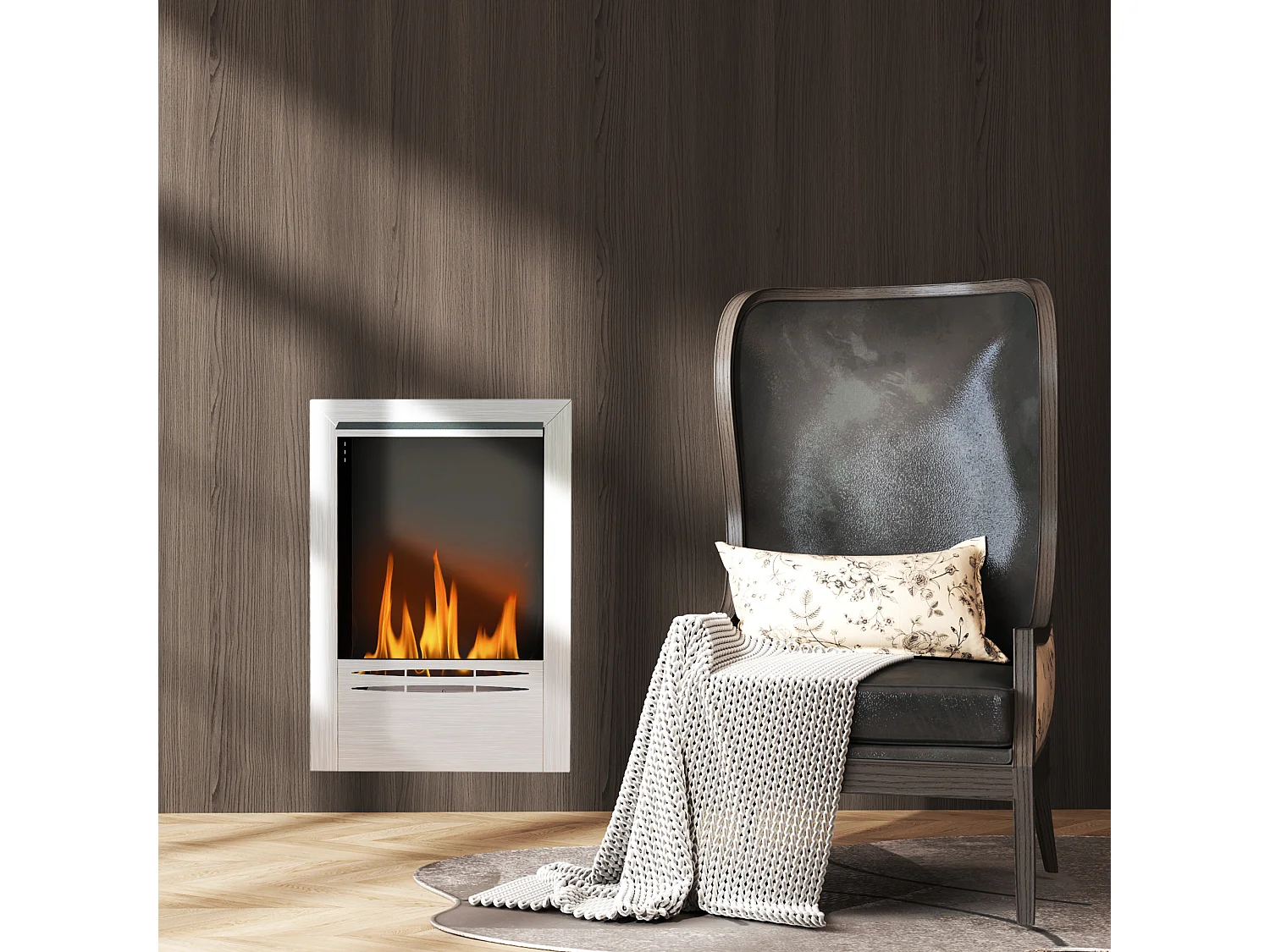 Camino a bioetanolo da incasso capacità 0.9 litri in acciaio argento