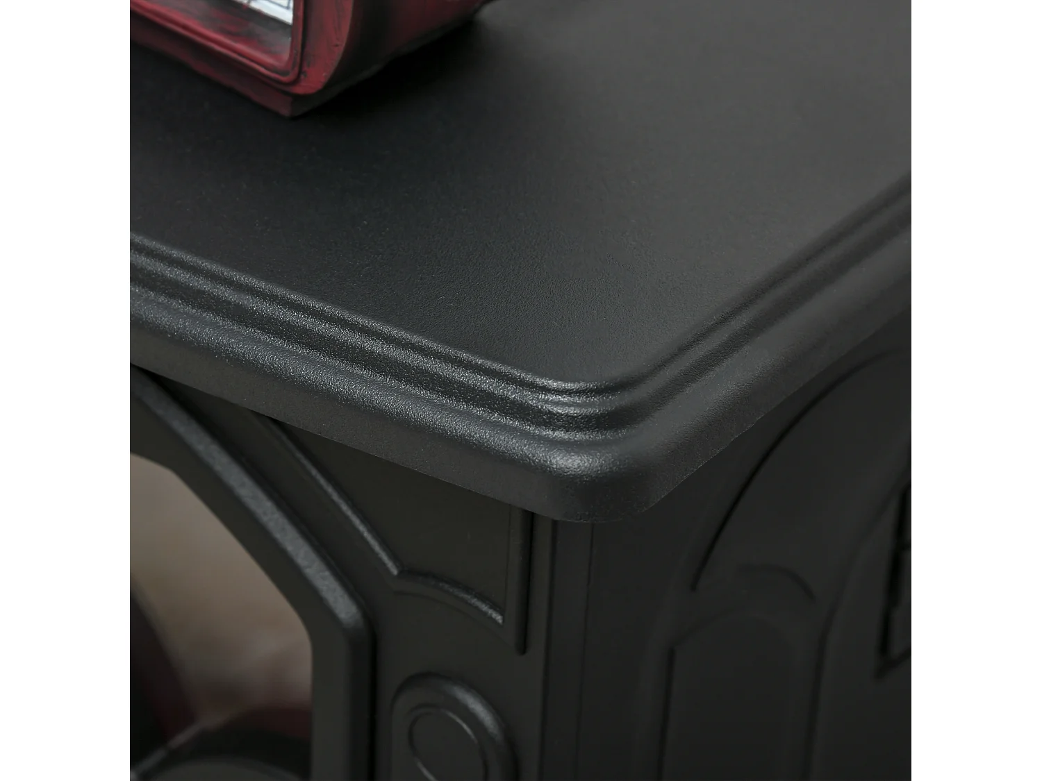 Camino elettrico da terra stile vintage con effetto fiamma nero