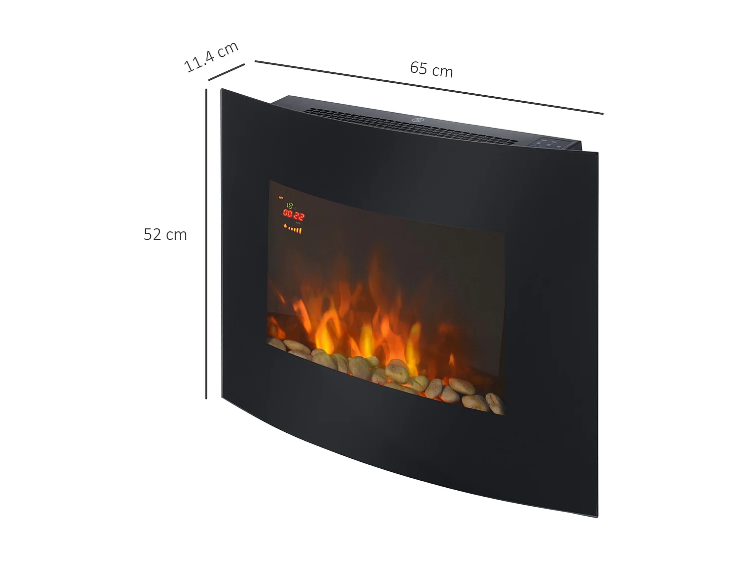 Camino elettrico 900-1800w con fiamma 7 colori e telecomando