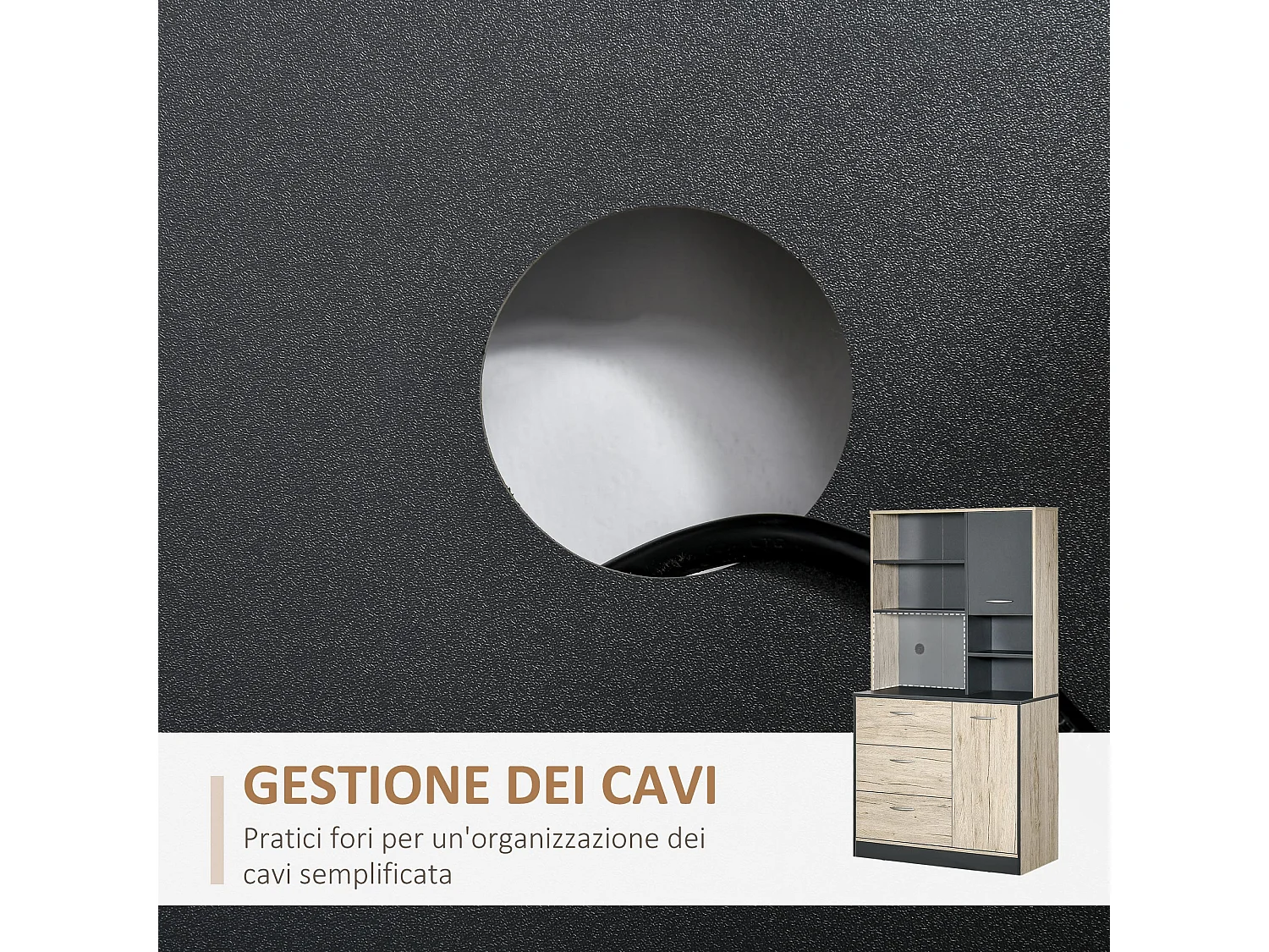 Credenza moderna da cucina con ripiani cassetti e ante 90x39x169 cm