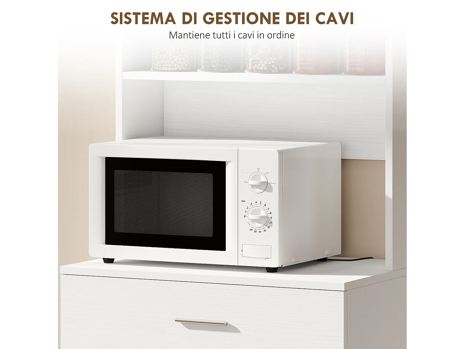 Credenza alta da cucina madia classica bianca in legno