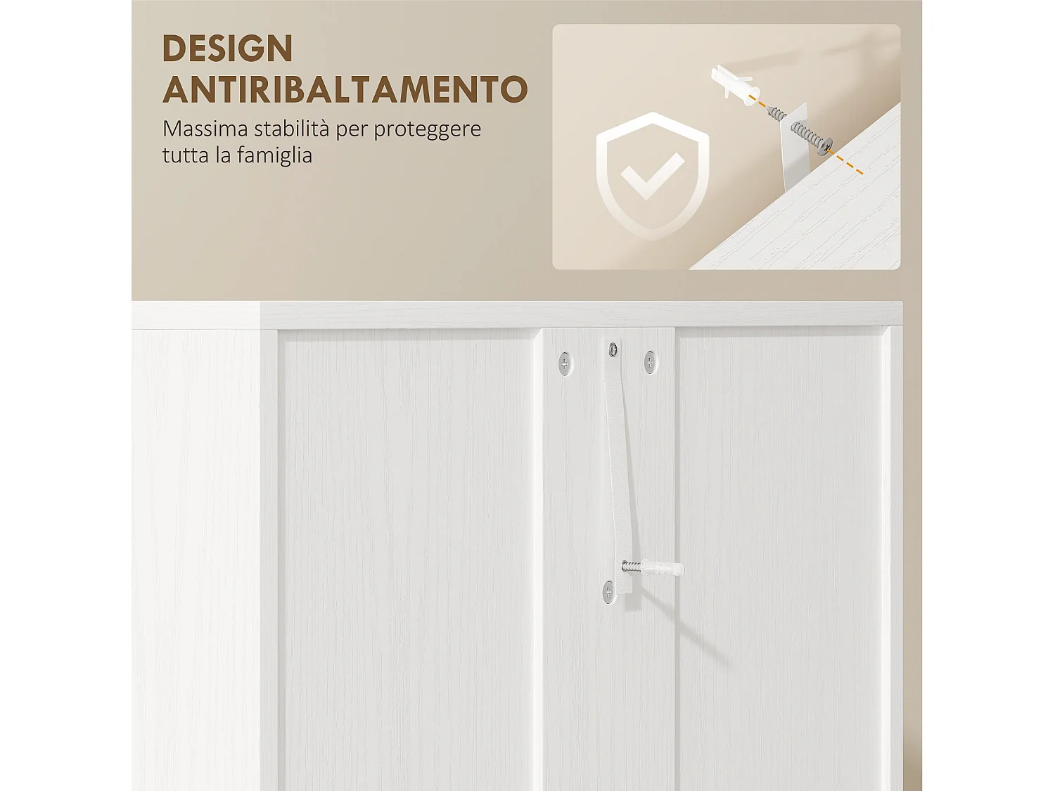 Credenza alta da cucina madia classica bianca in legno