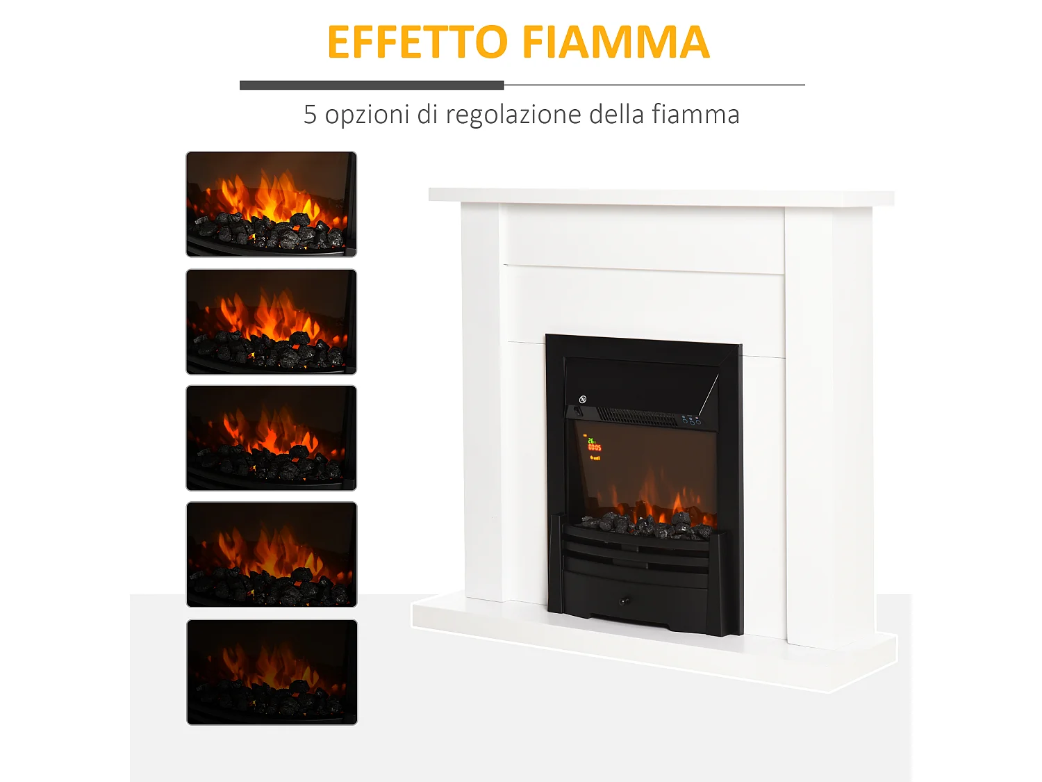Camino elettrico 1000/2000w effetto fiamma led