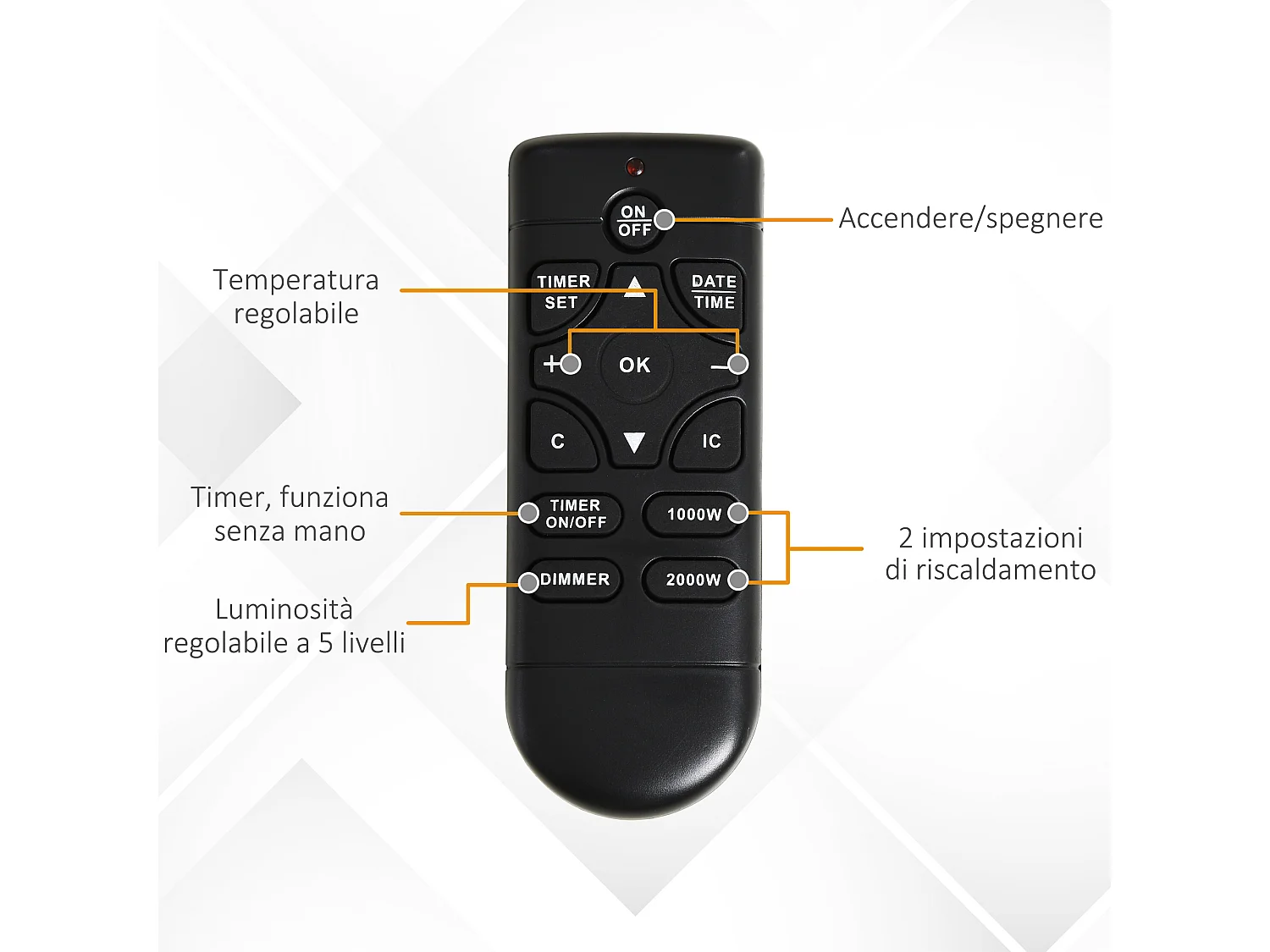 Camino elettrico 1000/2000w effetto fiamma led