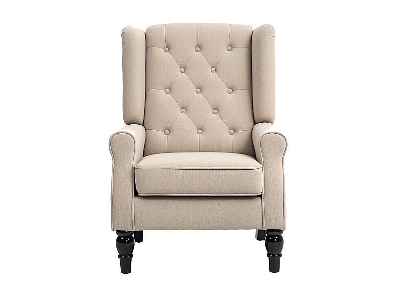 Poltrona per salotto e camera in stile francese con cuscini beige