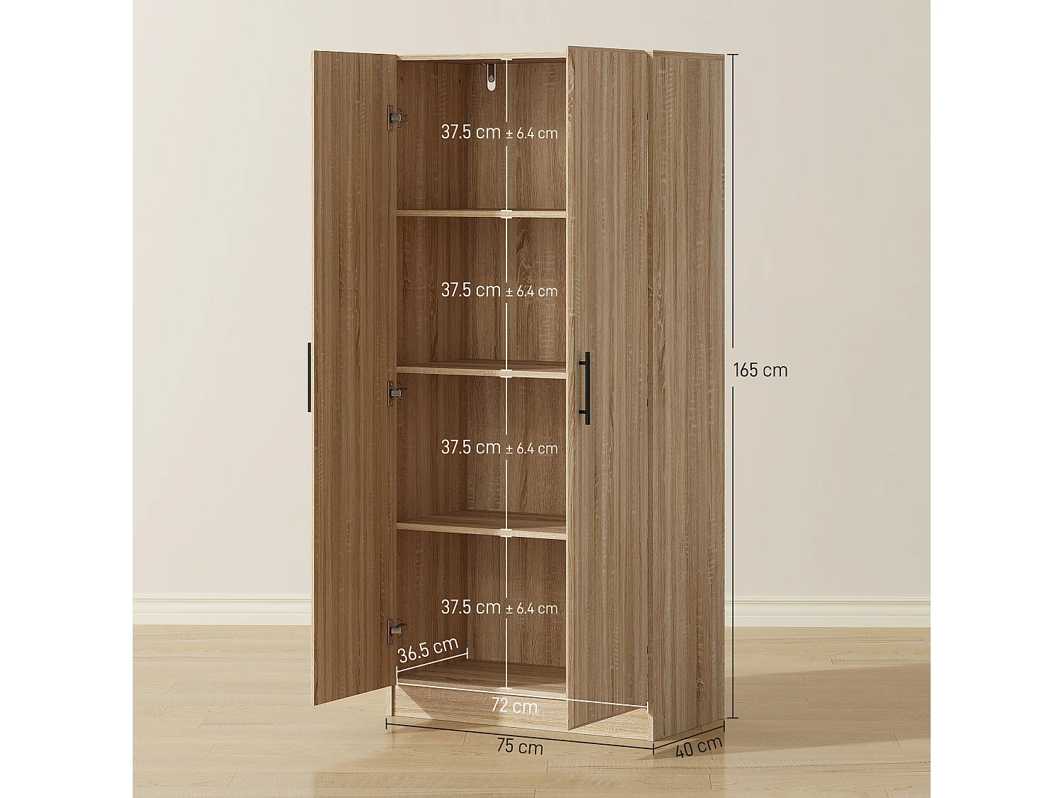 Credenza cucina con ante a chiusura ammortizzata dispensa cucina con 2 ripiani regolabili