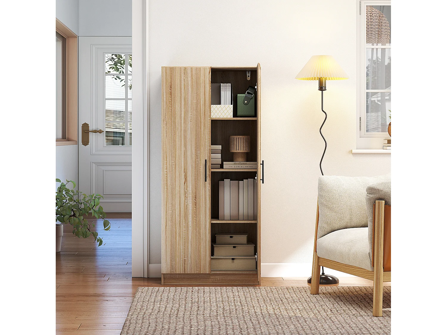 Credenza cucina con ante a chiusura ammortizzata dispensa cucina con 2 ripiani regolabili