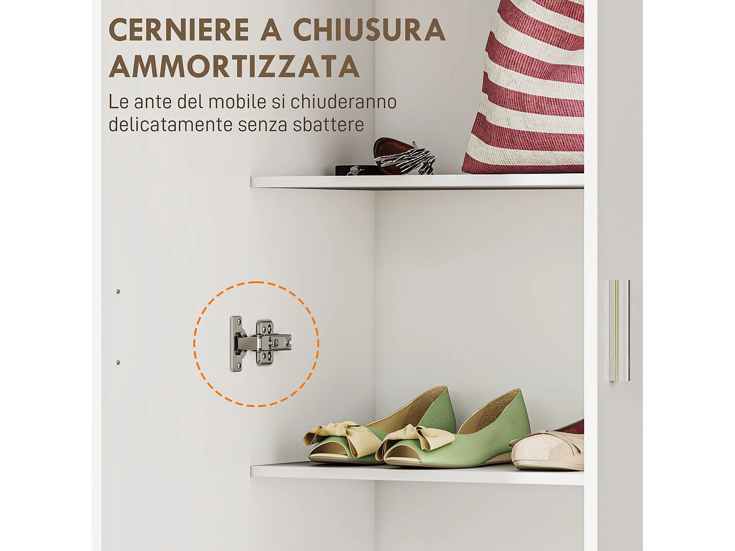 Armadio multiuso con ante battenti 5 ripiani e 3 livelli regolabili