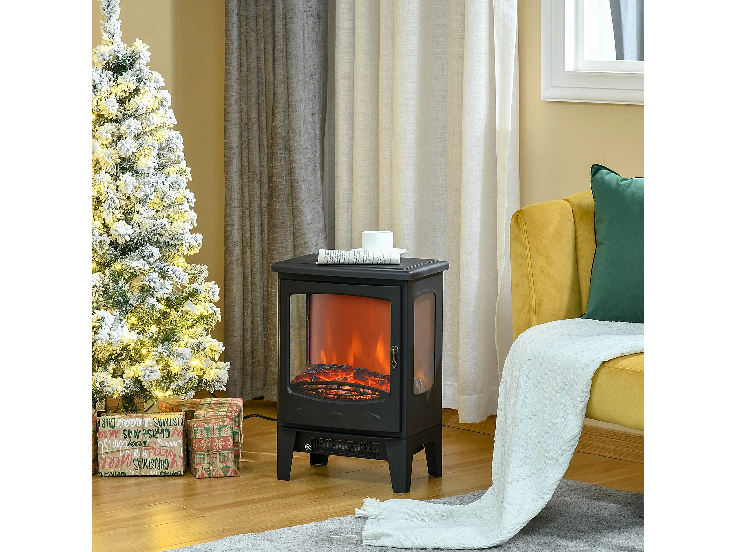 Caminetto elettrico regolabile 900w-1800w effetto fiamma led