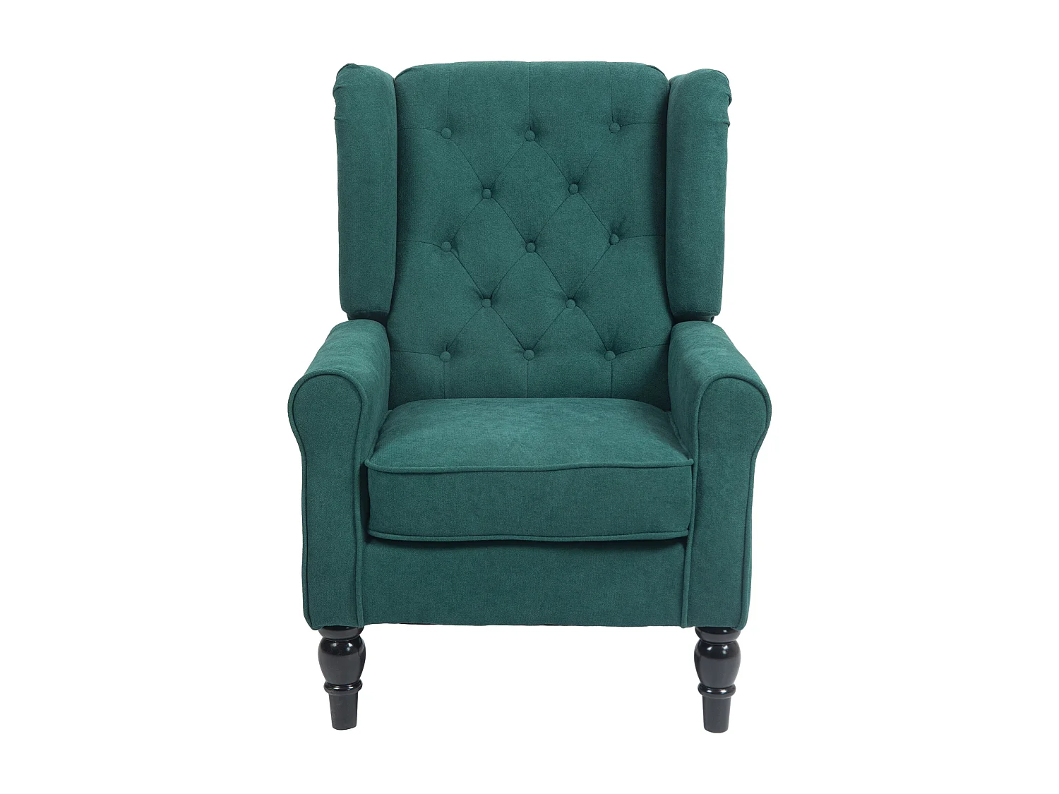 Poltrona per salotto in stile francese con cuscini verde scuro