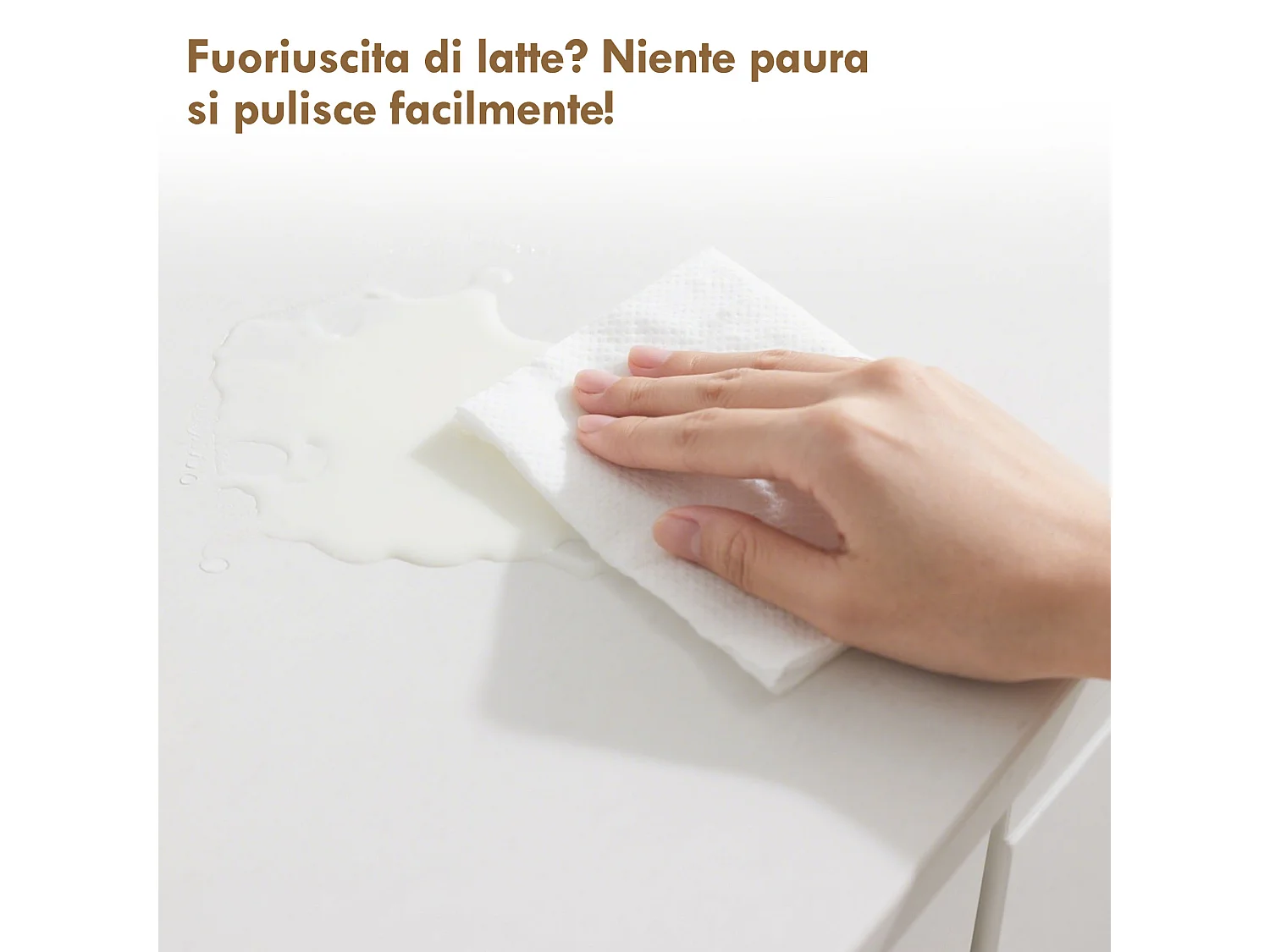 Credenza cucina alta, mobile dispensa con foro passacavi e piano portamicroonde