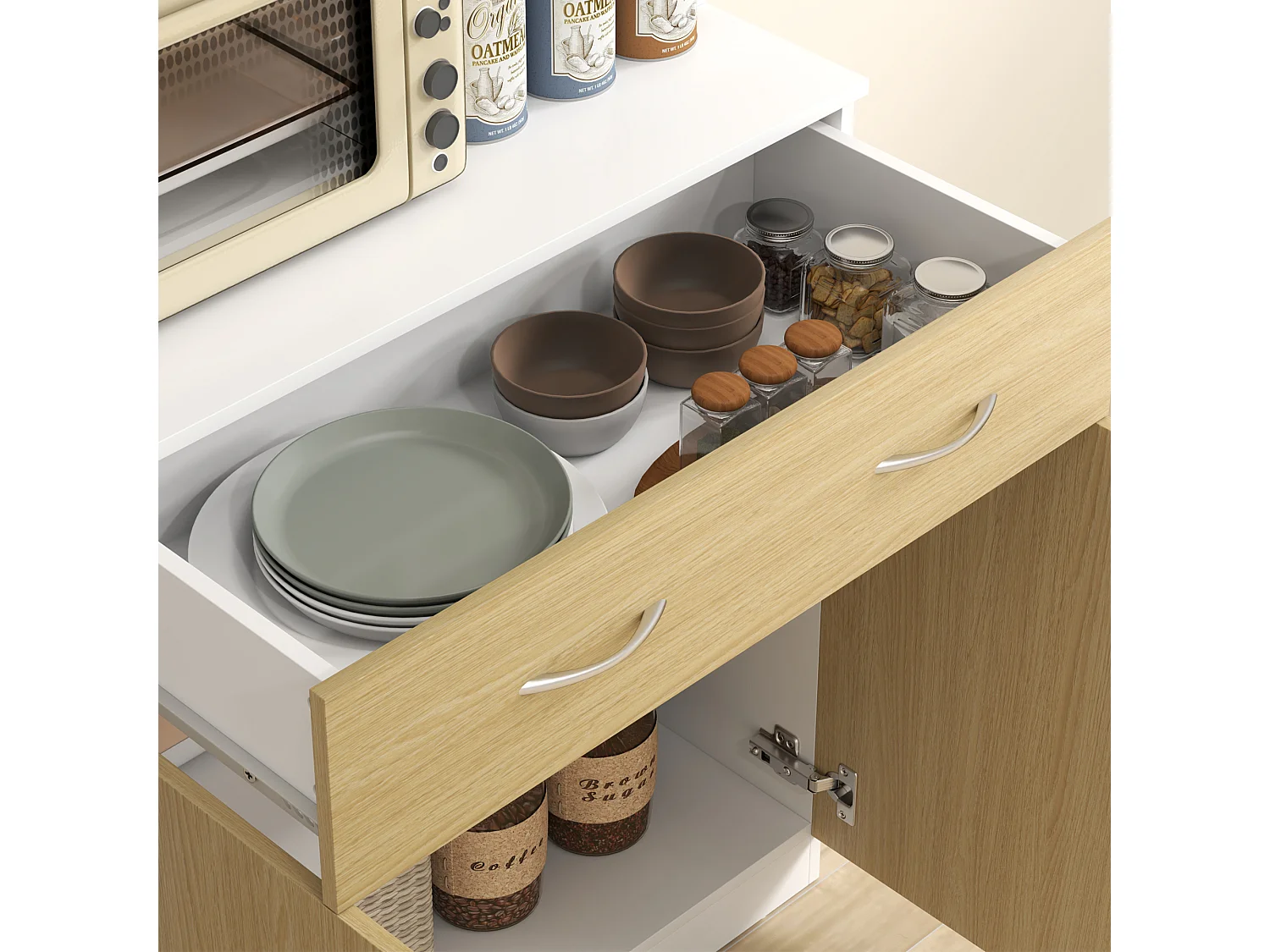 Mobile cucina con armadietti e cassetto alto 180cm colore legno