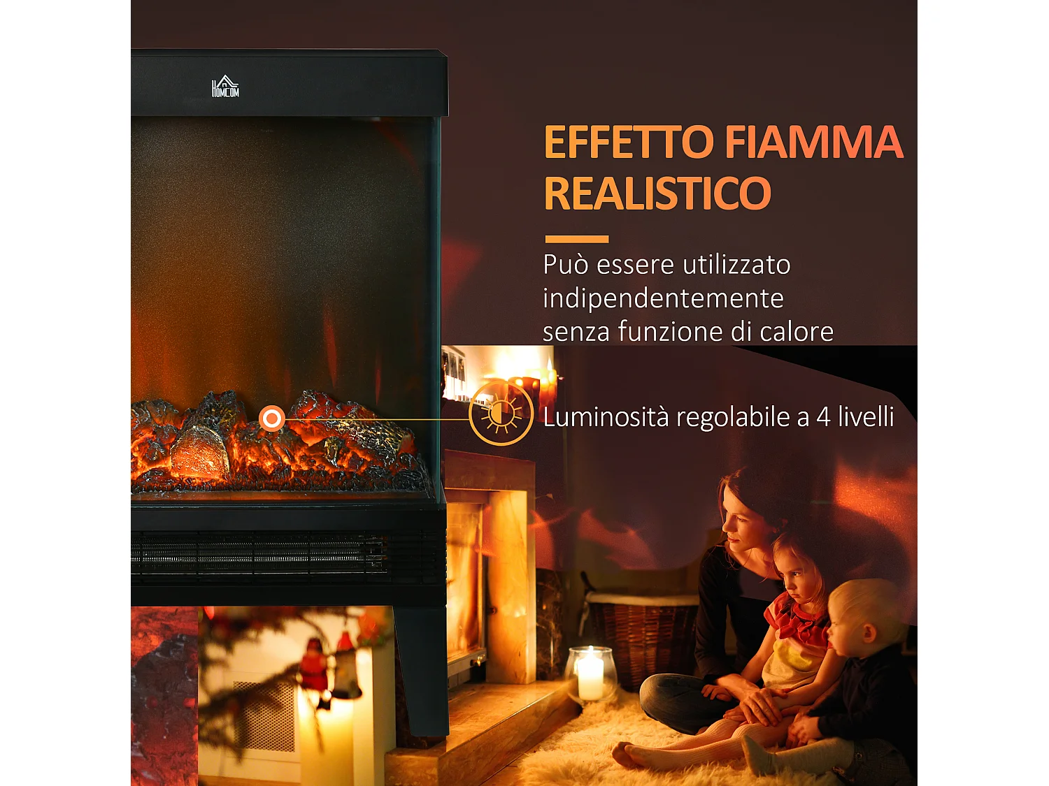Caminetto elettrico da 1000w / 2000w con fiamma led realistica