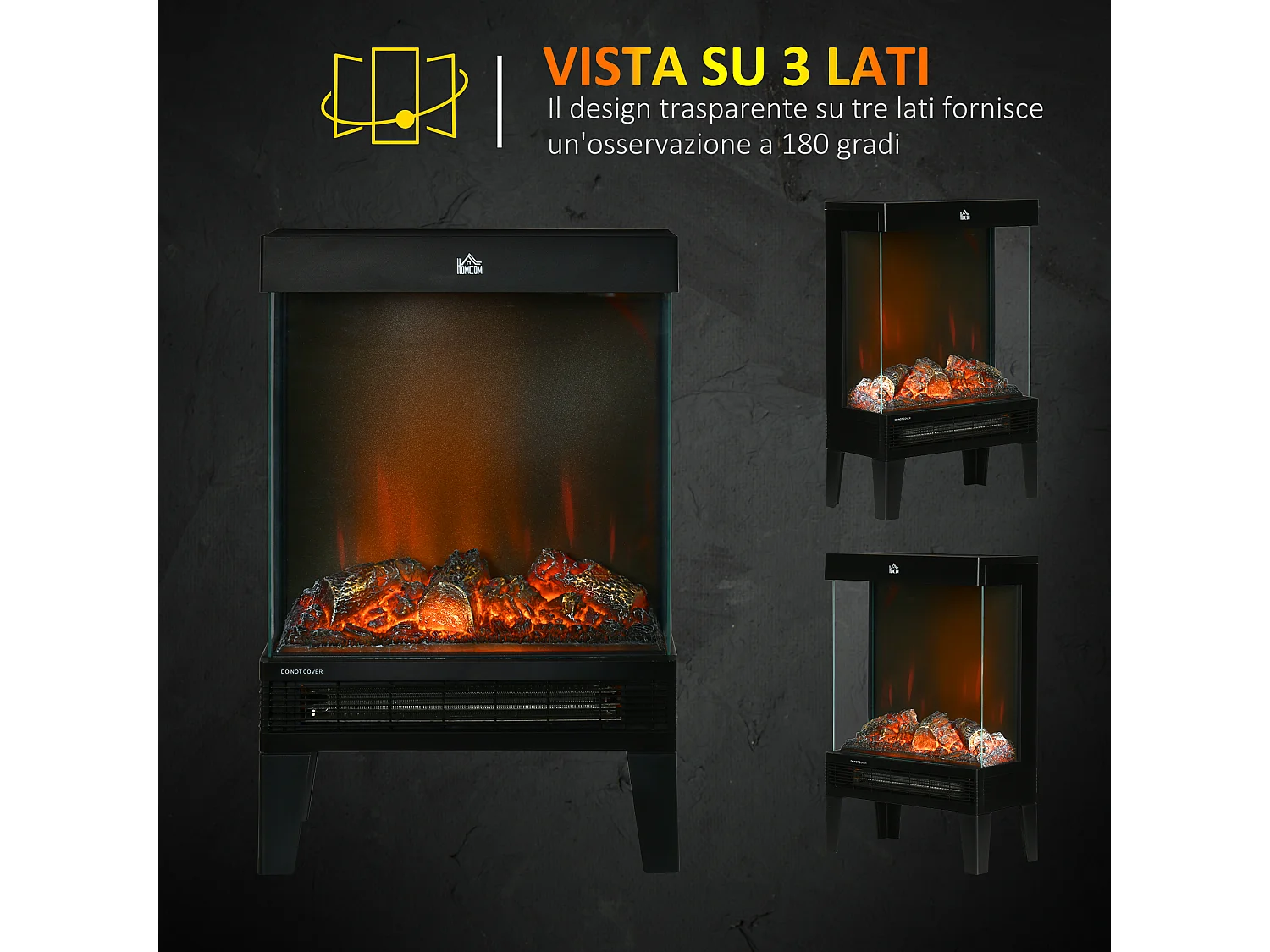 Caminetto elettrico da 1000w / 2000w con fiamma led realistica