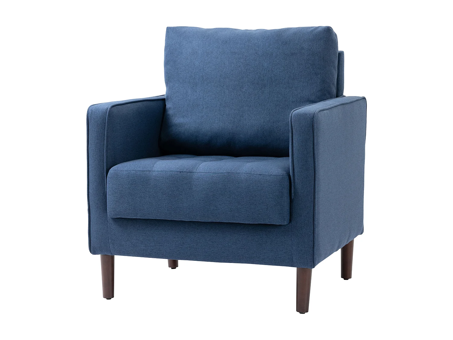 Poltrona moderna in tessuto effetto lino e struttura in legno