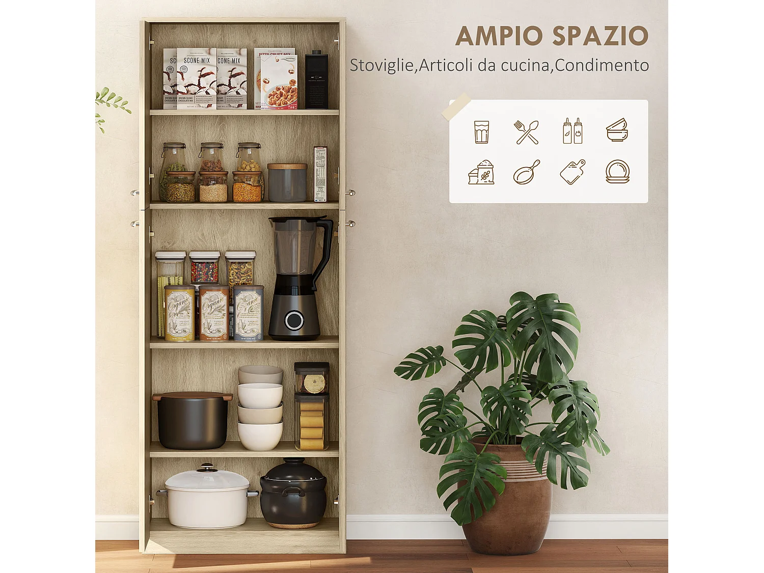 Credenza cucina mobile dispensa con 2 armadietti